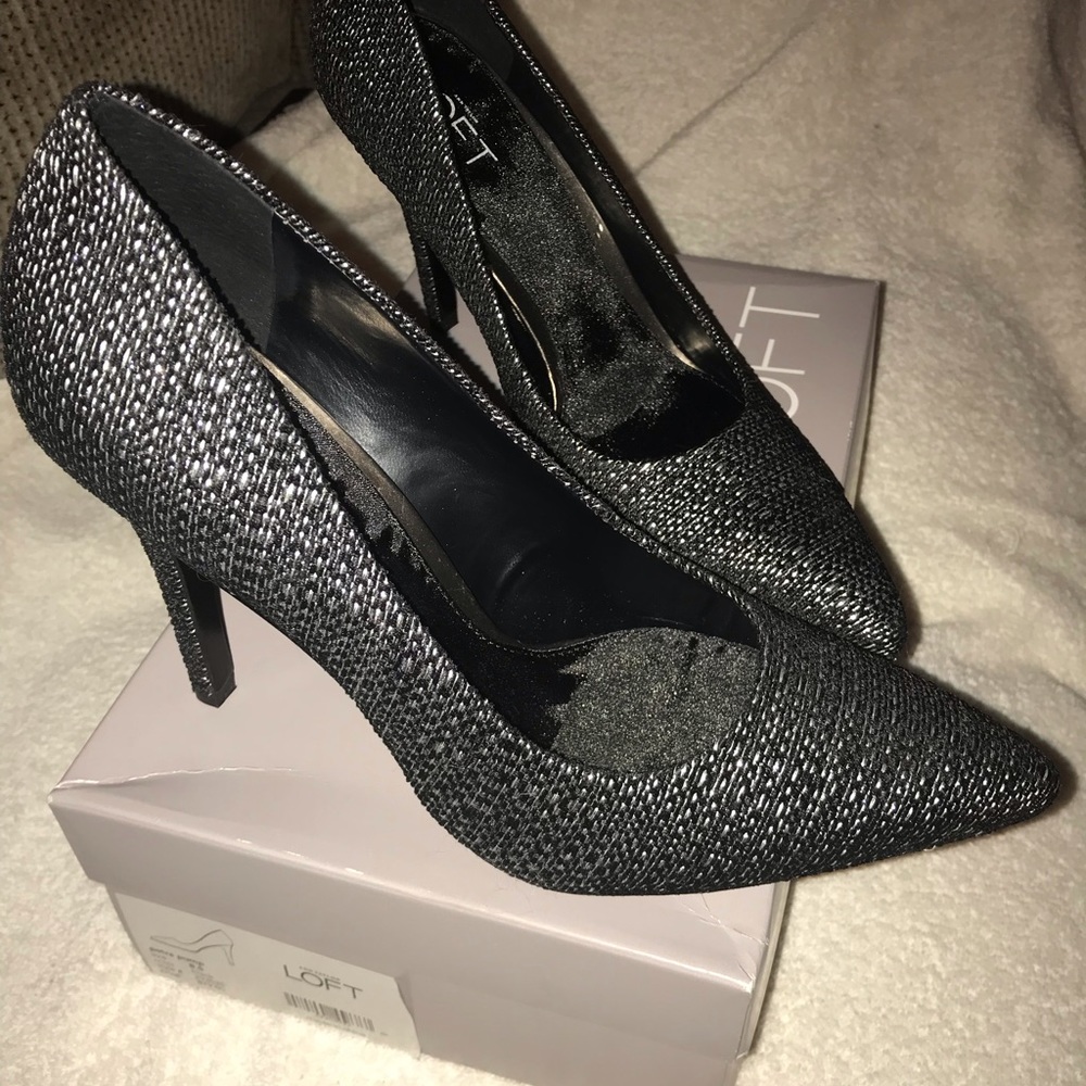 LOFT Black and Silver Cloth Pumps
